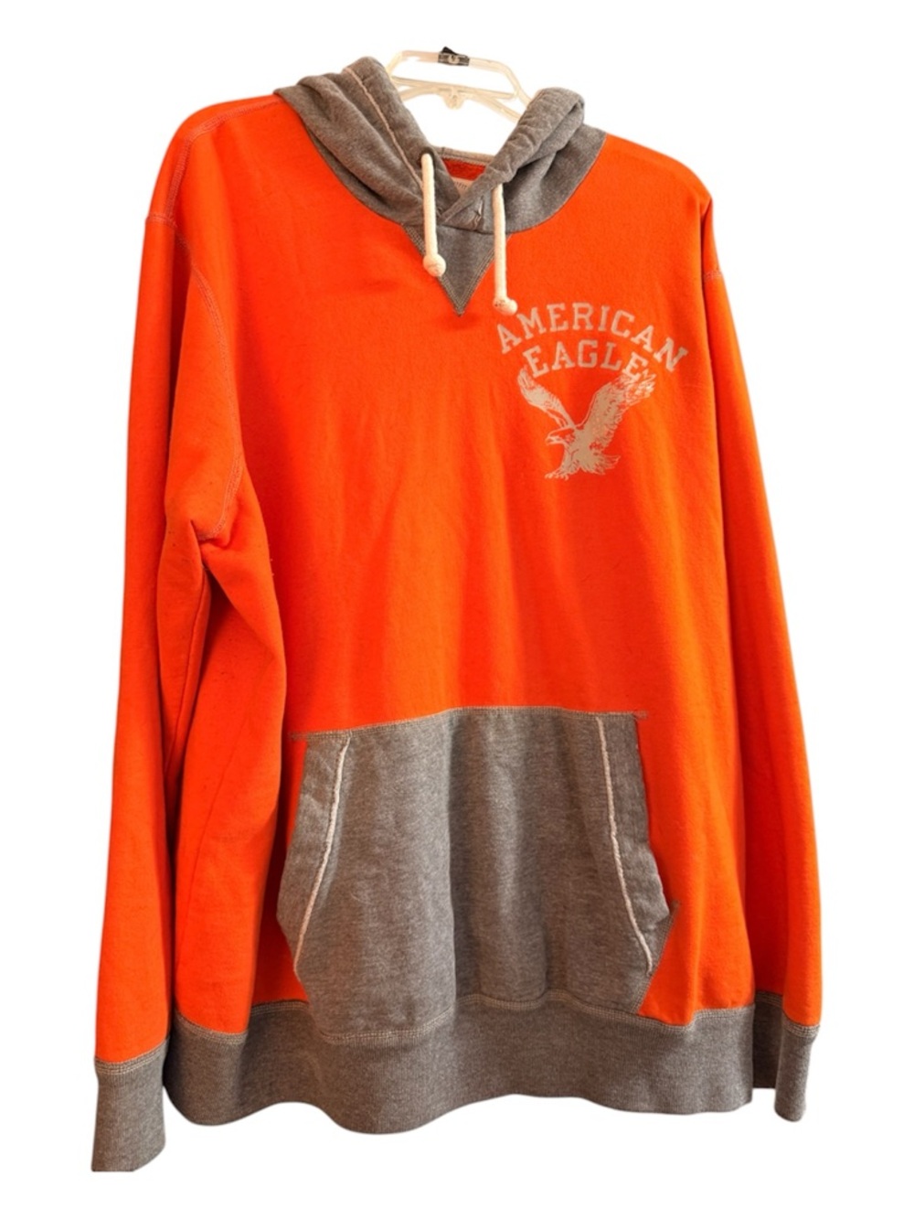 American Eagle Outfitters Orange and Gray Crewneck Hooded Sweatshirt
